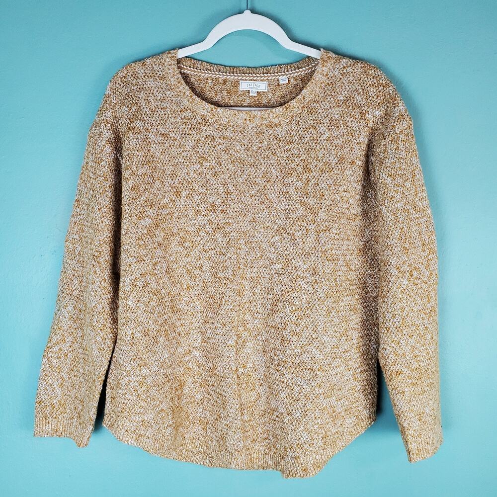 Fat Face Mustard Yellow Heathered Crewneck Long Sleeve Sweater Size 8